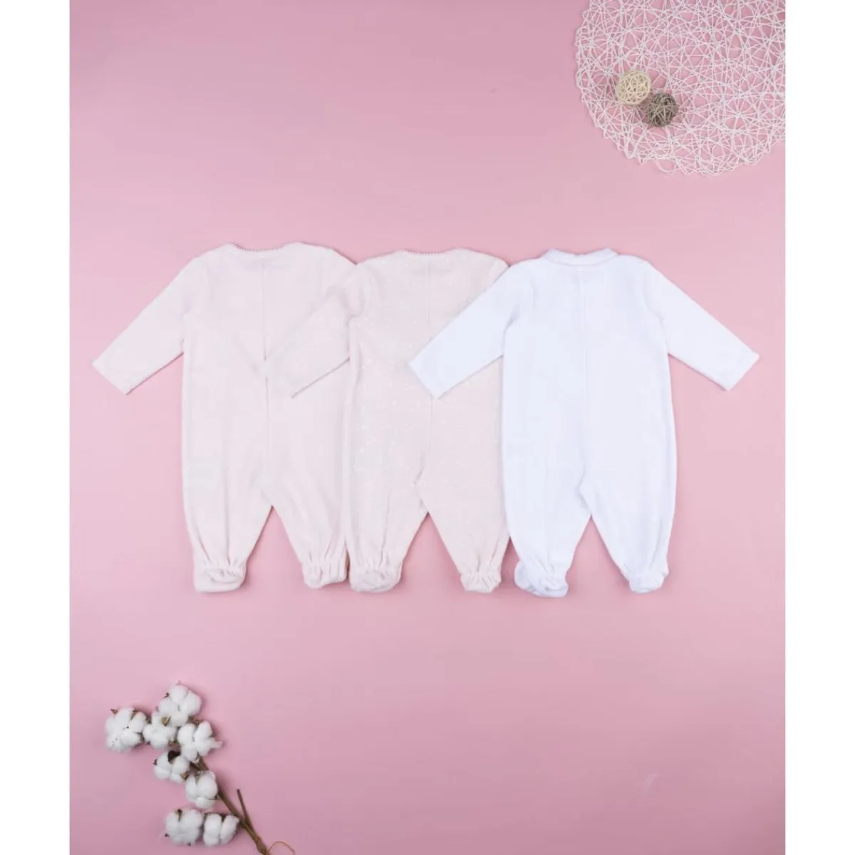 Hot Pack 3 pijamas largos de bebé en terciopelo corredino Ropa Y Accesorios·Peleles|Recién Nacido·Ropa Y Accesorios