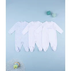 Pack 3 pijamas largos de terciopelo para bebé niño*Prenatal Online
