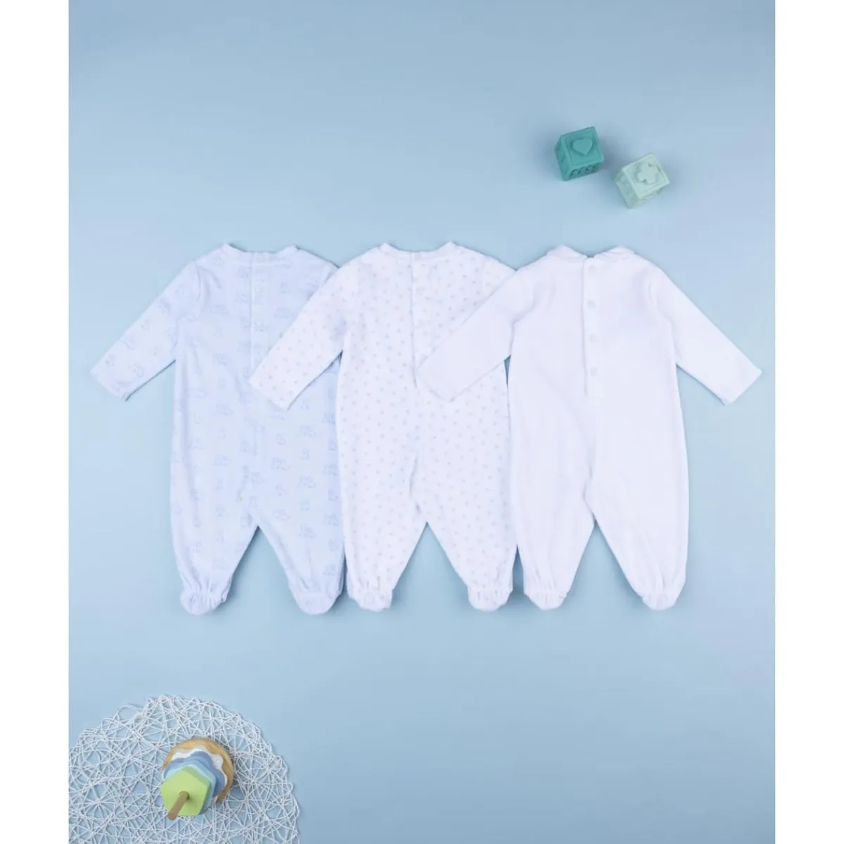Pack 3 pijamas largos de terciopelo para bebé niño*Prenatal Online