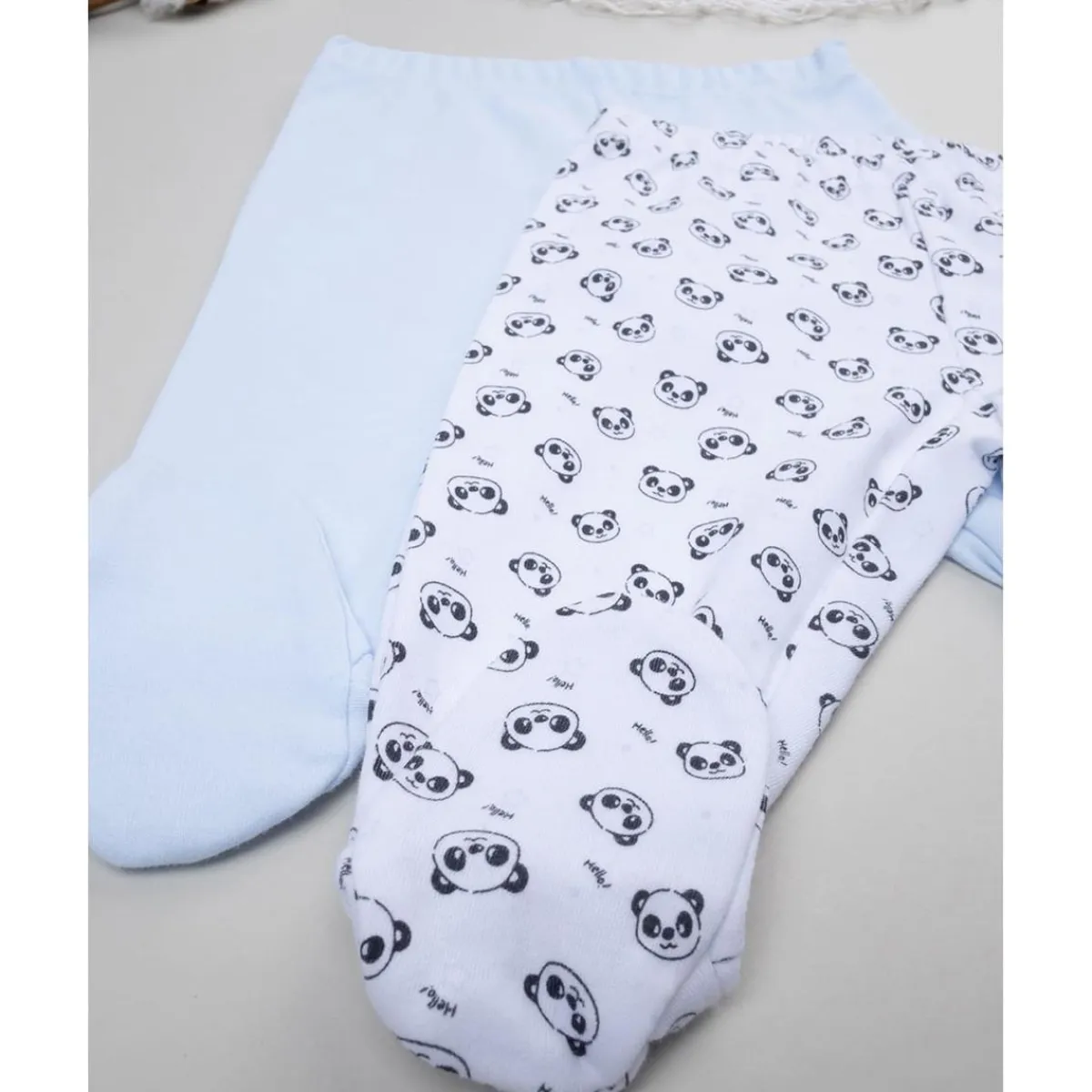 Pack 2 polainas azul y blanco con estampado de panda*Prenatal Sale