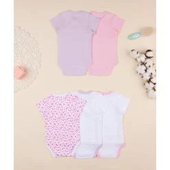 Pack de 5 bodies cruzados para niña*Prenatal Outlet
