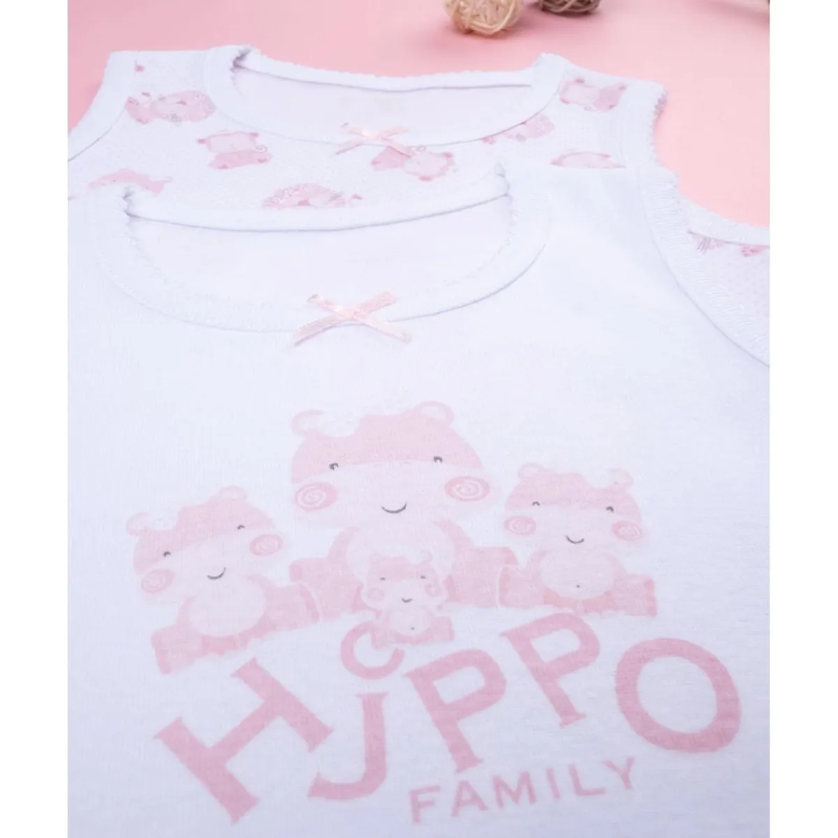 Discount Pack de 2 Bodies de Canalé para Niña "Hippo" Descanso Y Ropa Interior·Bebé 3-36 Meses