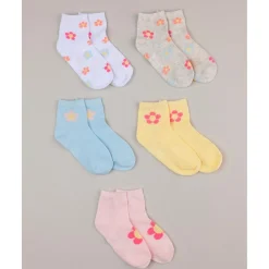 Pack de 5 calcetines cortos con flores para niña*Prenatal Sale