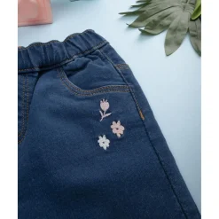 Pantalón campana denim niña con bordados florales*Prenatal Online