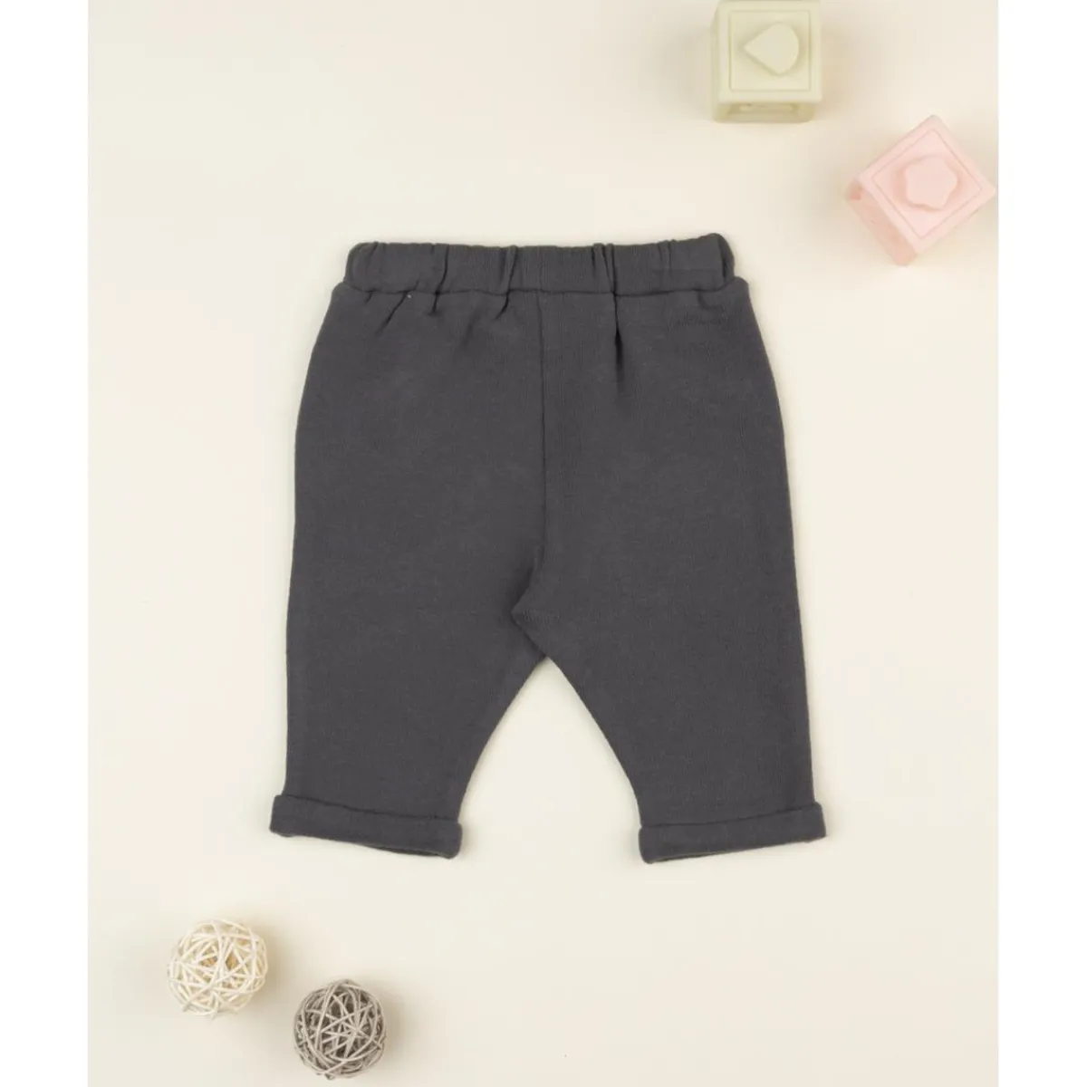 Pantalón niña gris antracita en punto suave*Prenatal Outlet