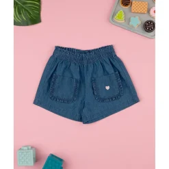 Pantalones cortos chambray oscuro niña*Prenatal Online