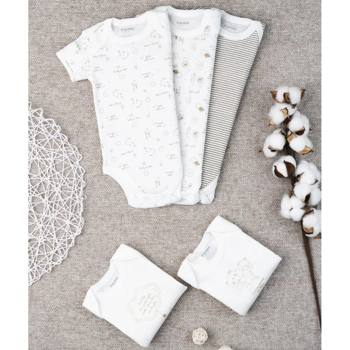 Paquete 5 body cortos unisex oro*Prenatal New