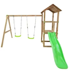 Outlet Parque infantil Carlit de madera columpios y tobogán Columpios