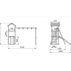 Outlet Parque infantil Carlit de madera columpios y tobogán Columpios