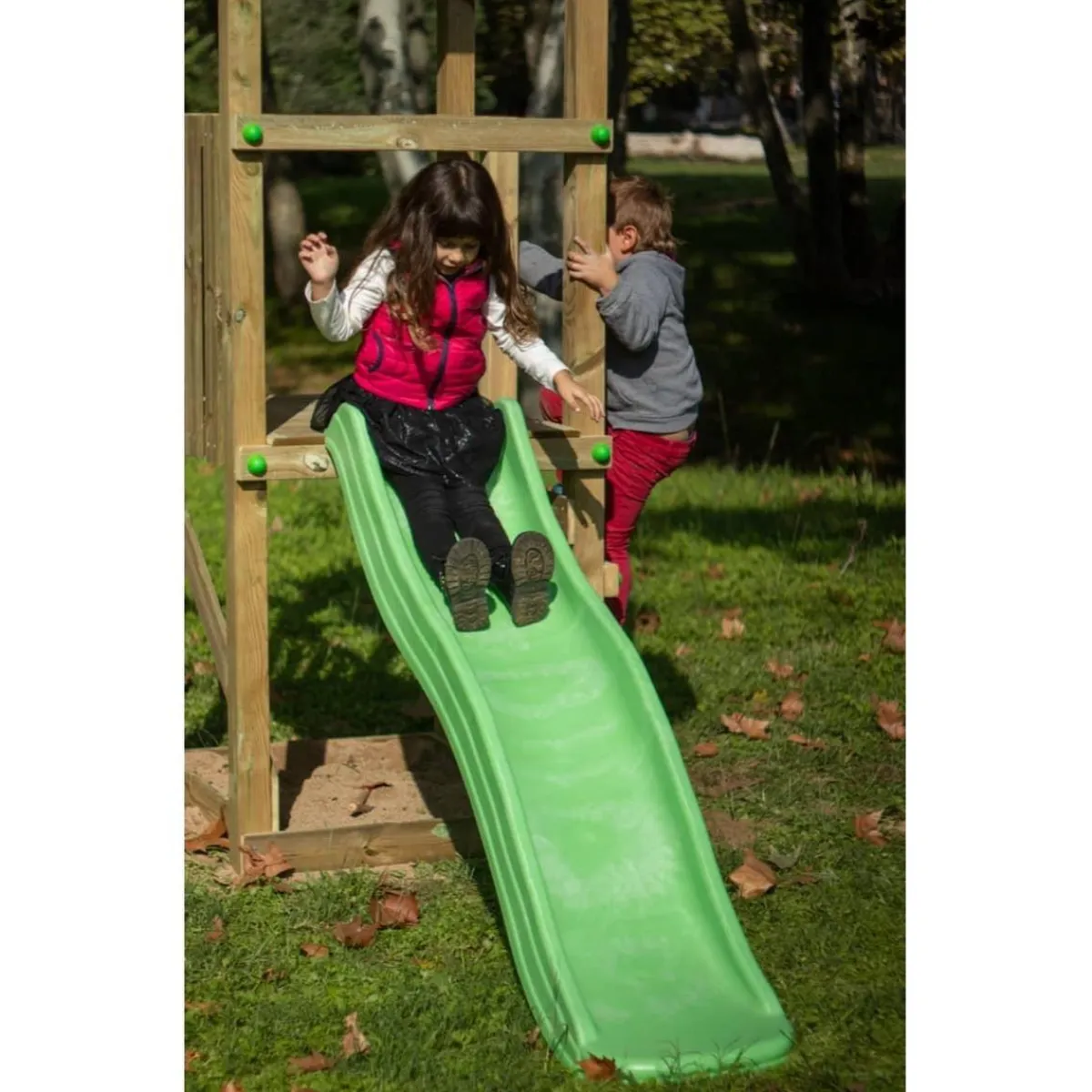 Outlet Parque infantil Carlit de madera columpios y tobogán Columpios