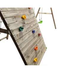 Parque infantil de madera columpios y escalada Timbu*MASGAMES Sale