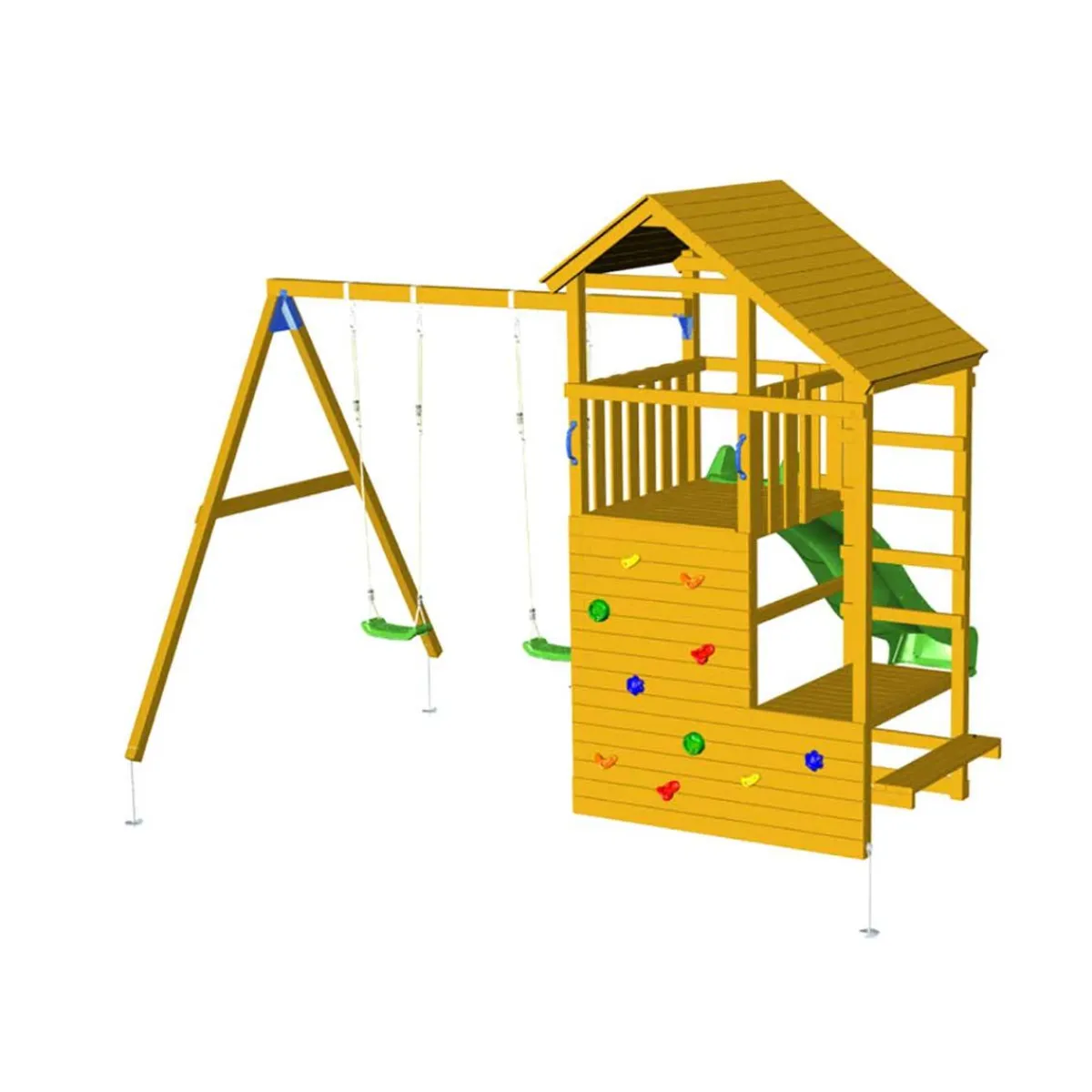Parque juegos infantil de madera Teide XL con columpio doble*MASGAMES