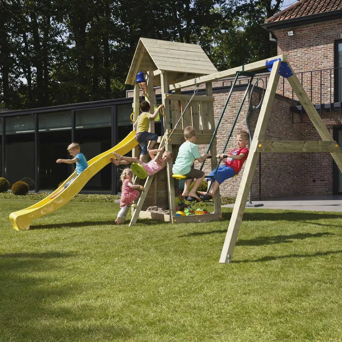 Parque juegos infantil de madera Belvedere con columpio doble*MASGAMES Online