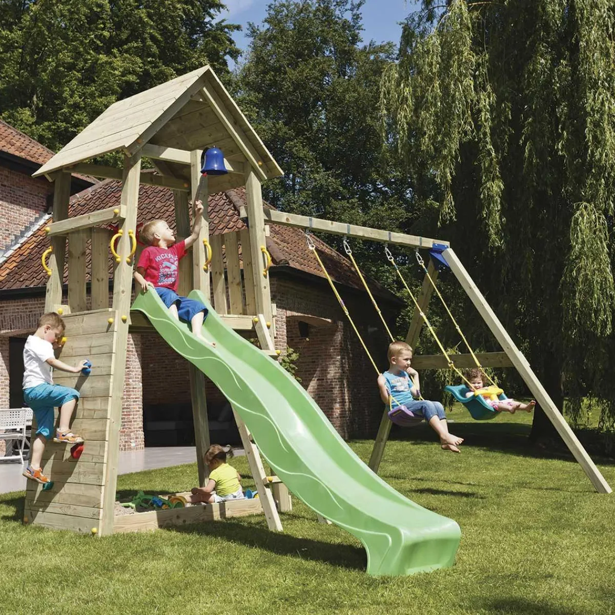 Parque juegos infantil de madera Belvedere con columpio doble*MASGAMES Online