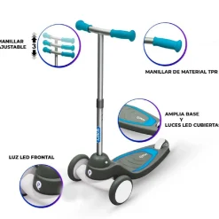 Patinete Mika azul con luces LED*QPLAY