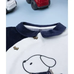 Pelele blanco y azul de niña con perrito*Prenatal Outlet