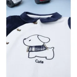 Pelele blanco y azul de niña con perrito*Prenatal Outlet