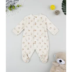 Pelele de terciopelo beige con estampado animalitos*Prenatal New