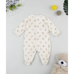 Pelele de terciopelo beige con estampado animalitos*Prenatal New