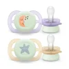 Discount Philips - 2 chupetes nocturnos Ultra Start niña lila y amarillo (0-2m) Biberones Y Chupetes·Chupetes