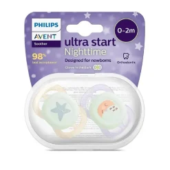 Discount Philips - 2 chupetes nocturnos Ultra Start niña lila y amarillo (0-2m) Biberones Y Chupetes·Chupetes