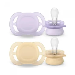 Philips - 2 chupetes Ultra Start niña lila y amarillo (0-2m)*AVENT