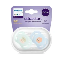 Philips - 2 chupetes Ultra Start niño verde y azul (0-2m)*AVENT Outlet