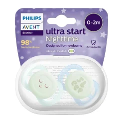 Philips - 2 chupetes nocturnos Ultra Start verde y azul (0-2m)*AVENT Sale