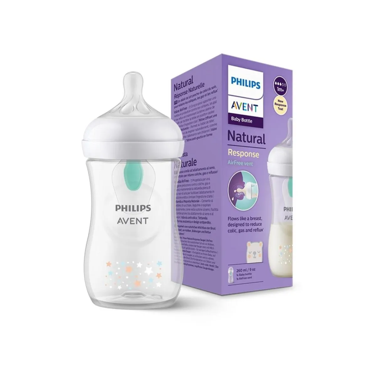 Philips - Biberón Natural Response Airfree decorado 260 ml (1m+)*AVENT