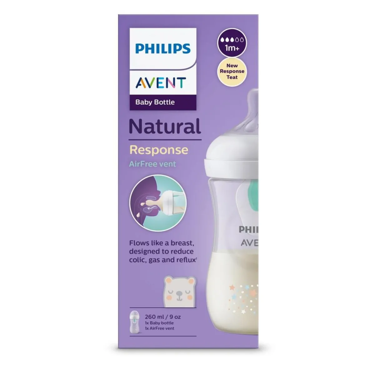 Philips - Biberón Natural Response Airfree decorado 260 ml (1m+)*AVENT