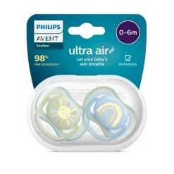 Philips - Chupetes ultra air 0-6 meses azul/verde (2 unidades)*AVENT