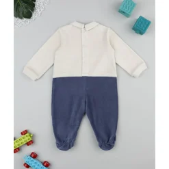 Pijama bicolor de bebé en terciopelo con estampado "Mountain"*Prenatal Online