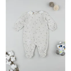 Pijama de bebé en terciopelo marrón con bordados*Prenatal Discount