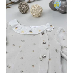 Pijama de bebé en terciopelo marrón con bordados*Prenatal Discount