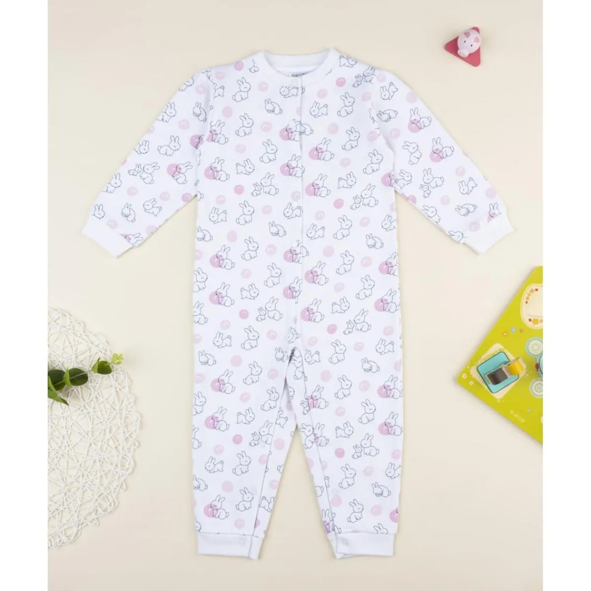 Clearance Pijama enterizo blanco con conejitos para niña Descanso Y Ropa Interior·Bebé 3-36 Meses
