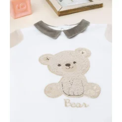 Pijama entero bebé blanco/beige con osito*Prenatal Clearance