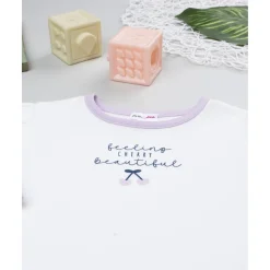 Pijama niña blanco y violeta con cerezas*Prenatal Online