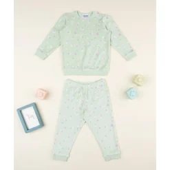 Pijama niña verde con florecitas*Prenatal Sale