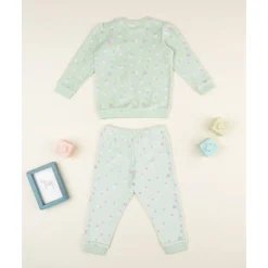 Pijama niña verde con florecitas*Prenatal Sale