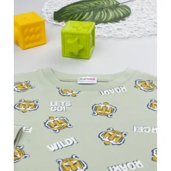 Pijama niño verde con estampado de tigre*Prenatal Discount