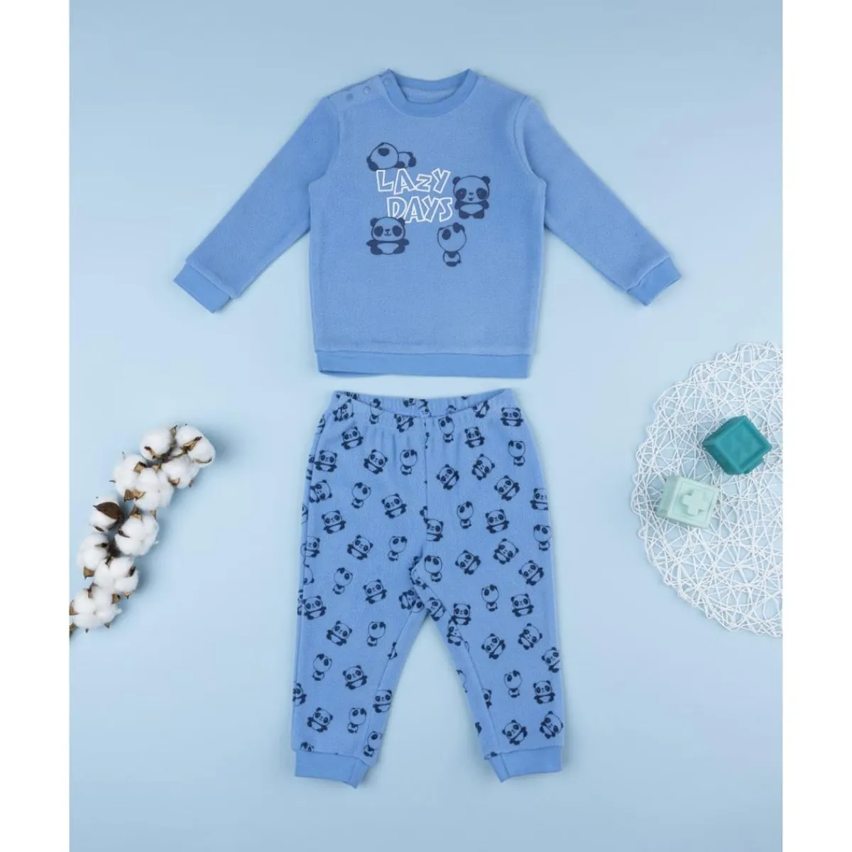 Discount Pijama polar azul de niño con panda Descanso Y Ropa Interior·Bebé 3-36 Meses