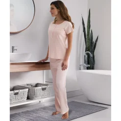 Pijama premamá rosa con encaje y botones para lactancia*Prenatal Clearance