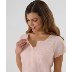 Pijama premamá rosa con encaje y botones para lactancia*Prenatal Clearance