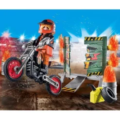 New - Pack inicial Stunt Show: Moto y pared de fuego ㅤ Juguetes De Construcción
