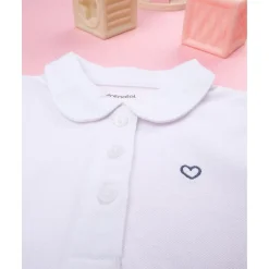 Polo niña blanca corazón azul*Prenatal Online