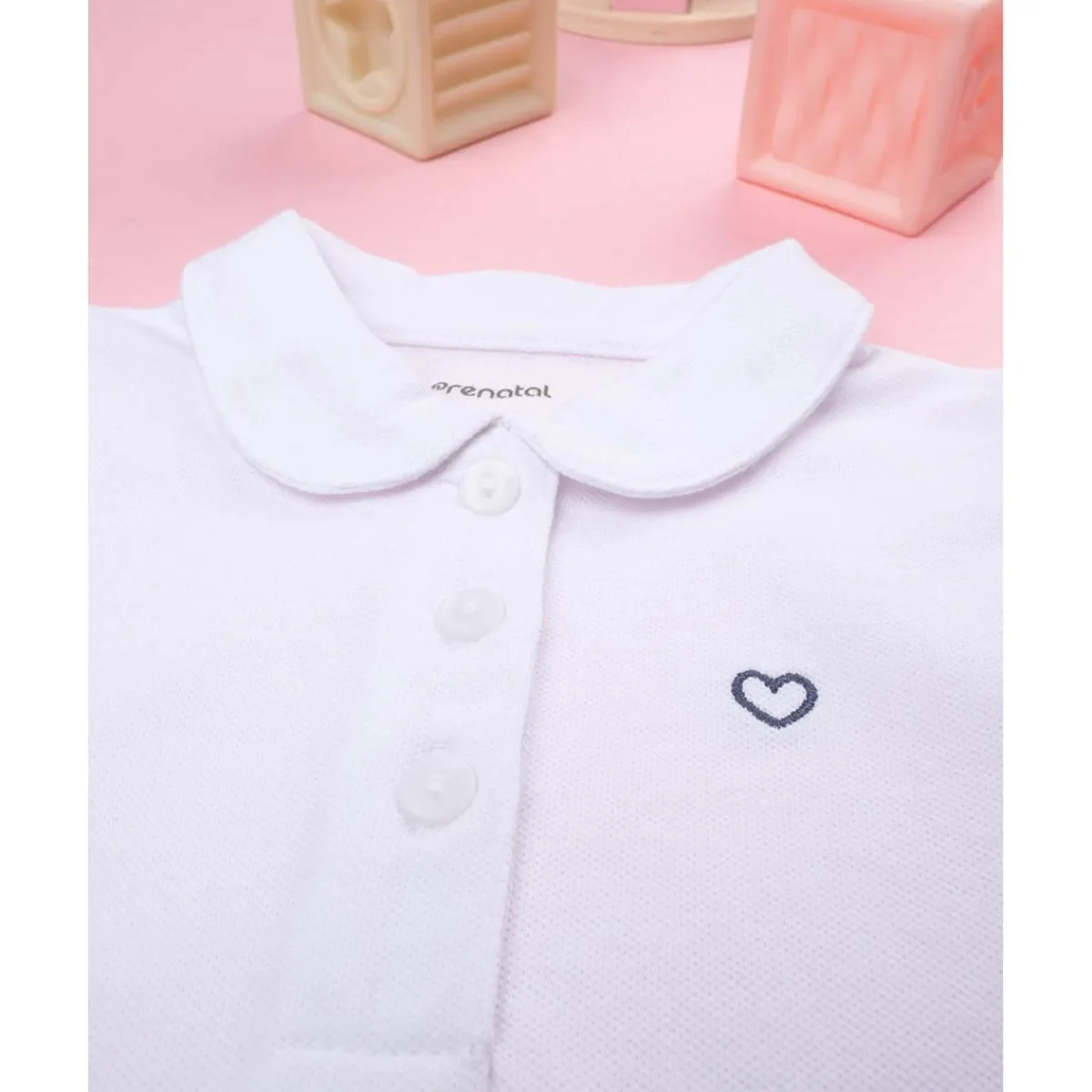 Polo niña blanca corazón azul*Prenatal Online