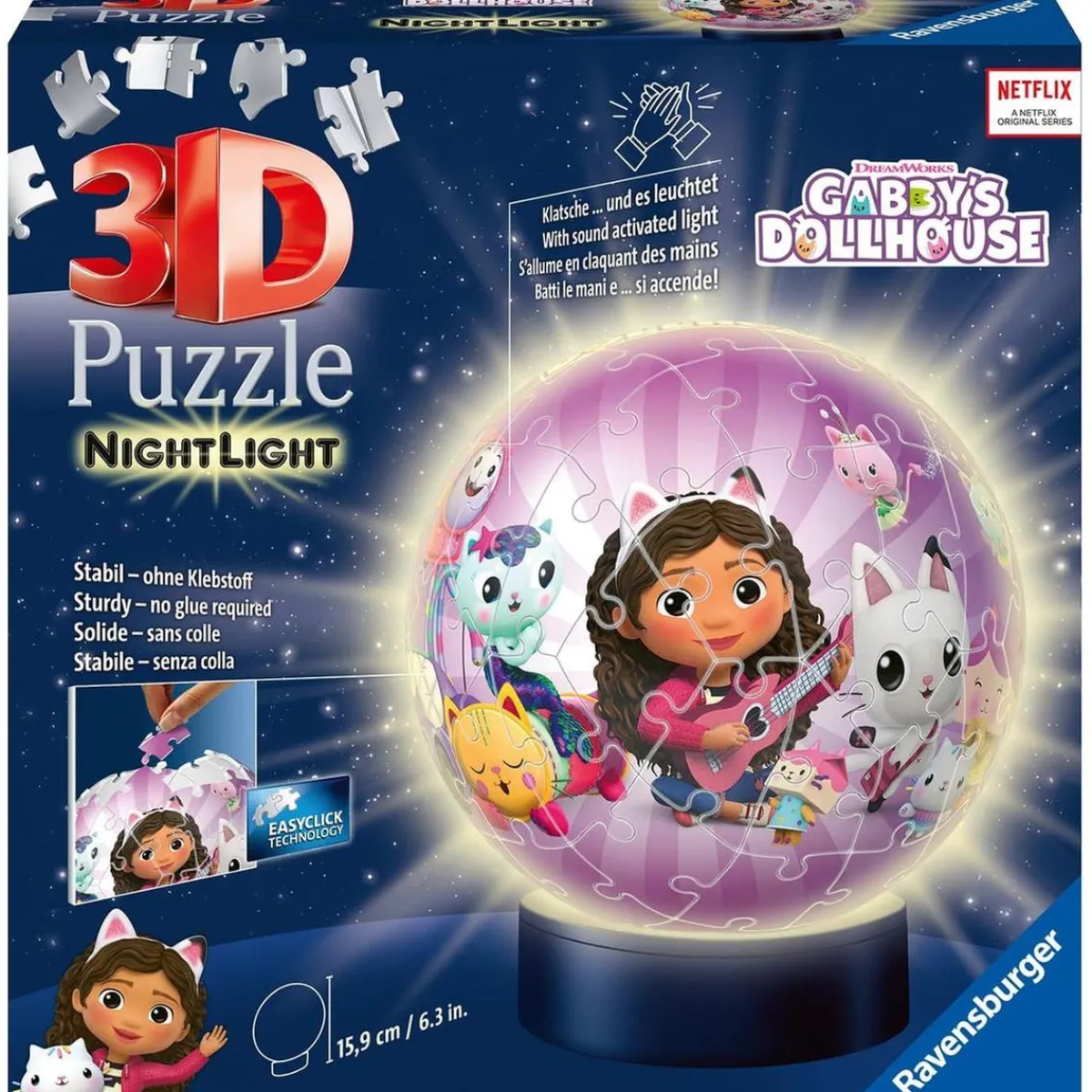 New Ravensburger - 3D Puzzle Nightlamp Ball con Luces, 72 Piezas ㅤ Juegos Y Puzzles