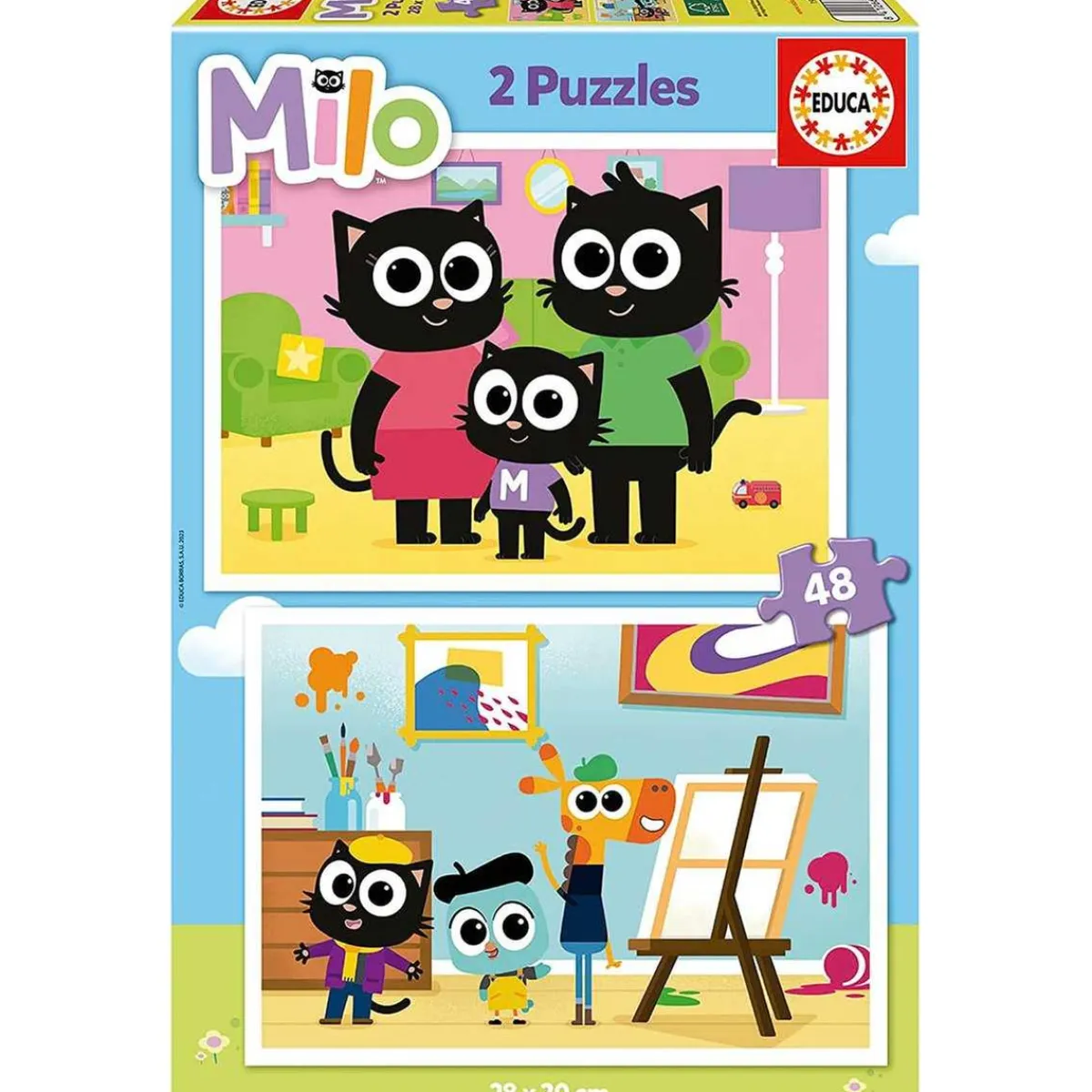 New Set de 2 puzzles infantiles, 48 piezas cada uno, 28 x 20 cm ㅤ Juegos Y Puzzles