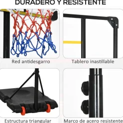 Sportnow - Canasta de baloncesto altura ajustable de 178-208 cm Amarillo y Negro*Outsunny Outlet