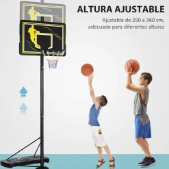 Sportnow - Canasta de baloncesto altura ajustable de 260-305 cm Negro*Outsunny Online